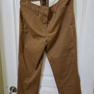 Lands' End Brown Chino Pants with Smooth Cotton Fabric, Slim, Mid Rise, 25" L